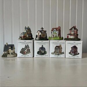 CORNWALL COTTAGE Collection LOT of 5 Post Office Flower Shop Inn Pub Tea Room